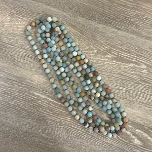 Long sea glass beaded necklace